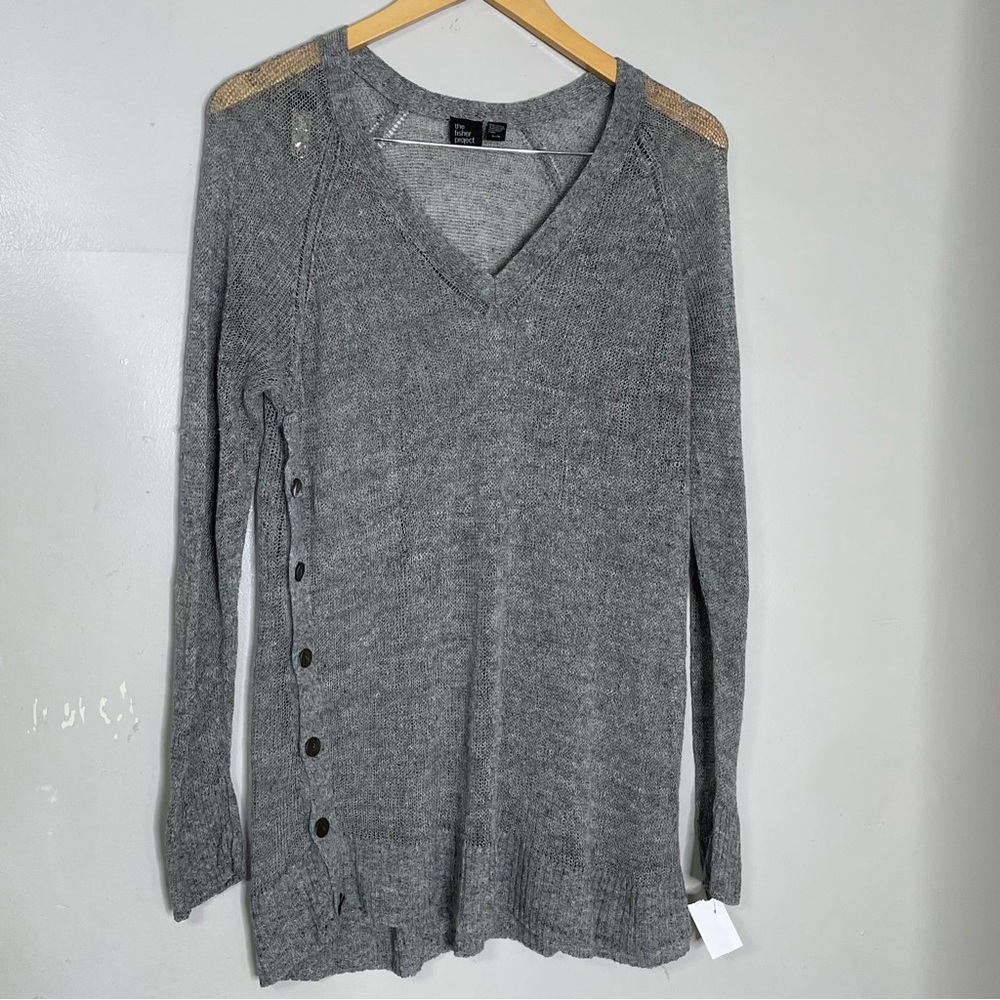 THE Fisher Project Open Knit Linen Tunic Sweater XL FLAW - Picture 3 of 8
